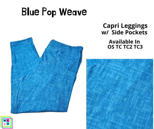Neon Pop Weave Blue Capri Length w/ Pockets