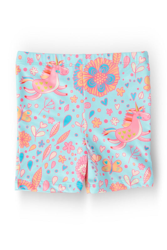 Blue Retro Unicorns Twirl Shorts