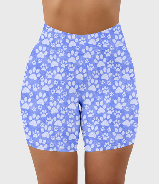 RTS - Blue Paws Biker Shorts w/ Pockets