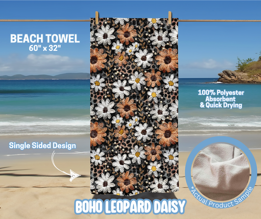 Preorder! Closes 5/15. ETA August. Boho Leopard Daisy Towel