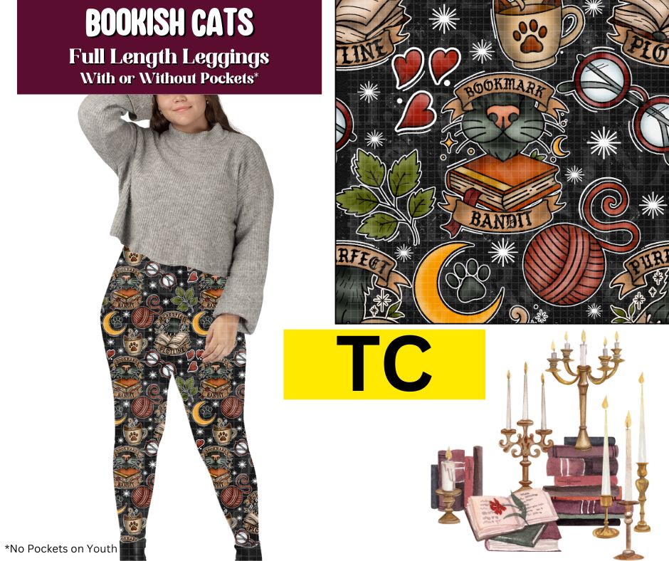 Bookish Cats Full Length Leggings w/ Pockets