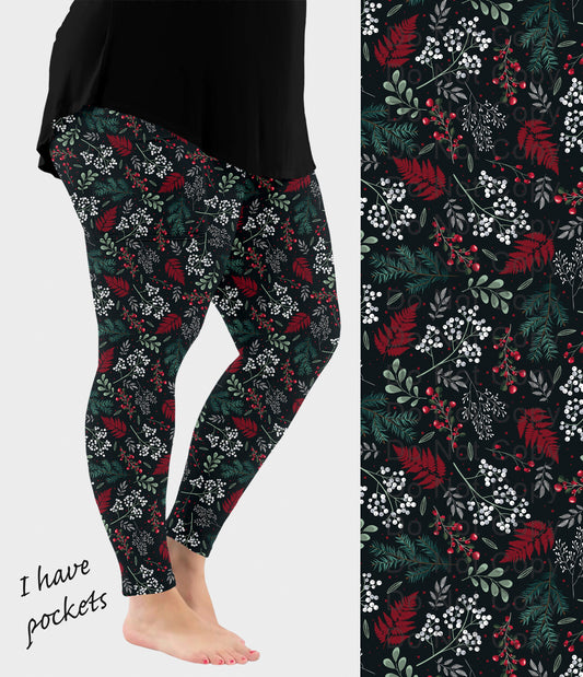 RTS - Botanical Holiday Leggings w/ Pockets