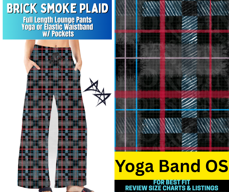 Brick Smoke Plaid Full Length Lounge Pants - Alonna's Legging Land