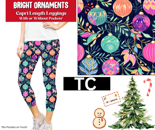 Bright Ornaments Capri Length Leggings w/ Pockets
