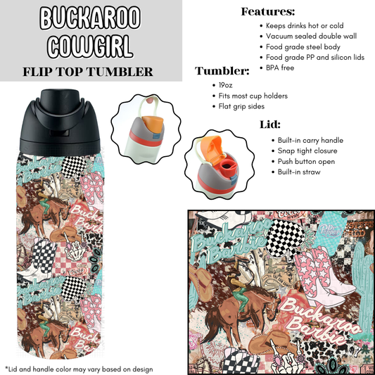 Buckaroo Cowgirl Flip Top Tumbler