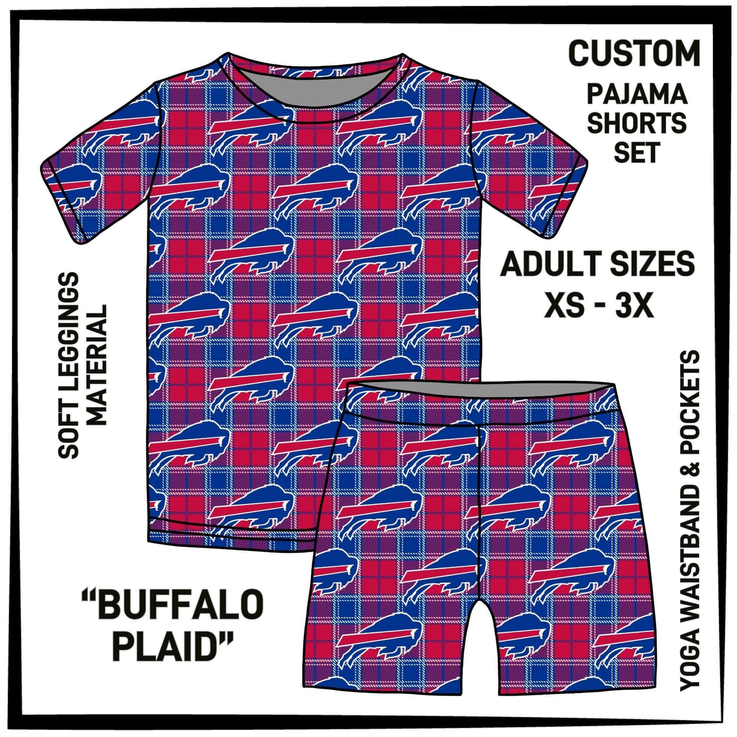 PS1S - Buffalo Plaid Pajamas Top & Shorts Set - Preorder Closing 7/4 ETA: Late Aug
