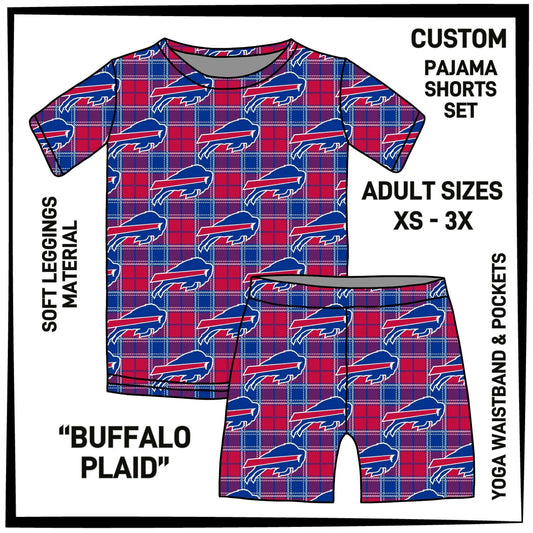 PS1S - Buffalo Plaid Pajamas Top & Shorts Set - Preorder Closing 7/4 ETA: Late Aug