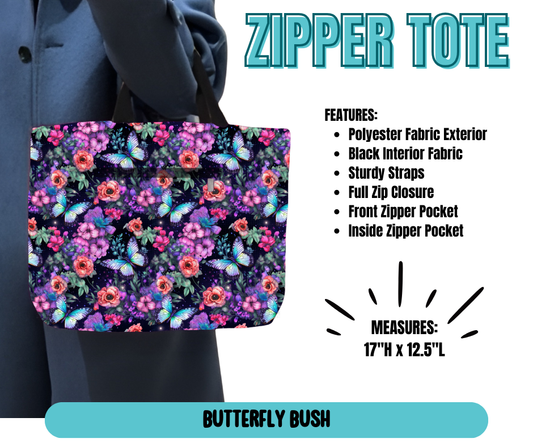 Preorder! Closes 5/21. ETA August. Butterfly Bush Zipper Tote
