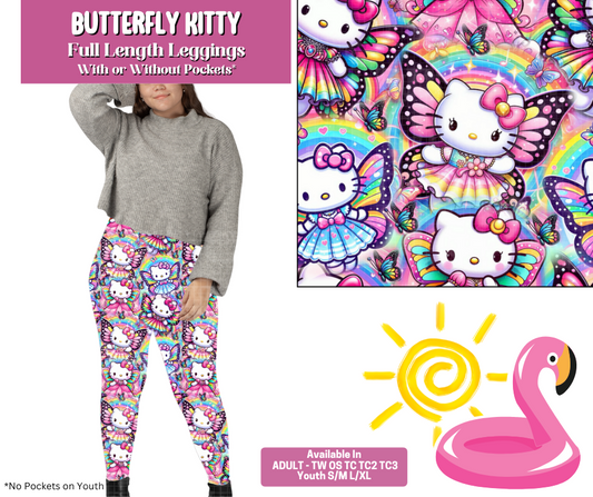 Preorder! Closes 5/6. ETA August. Butterfly Kitty Full Length Leggings w/wo Pockets