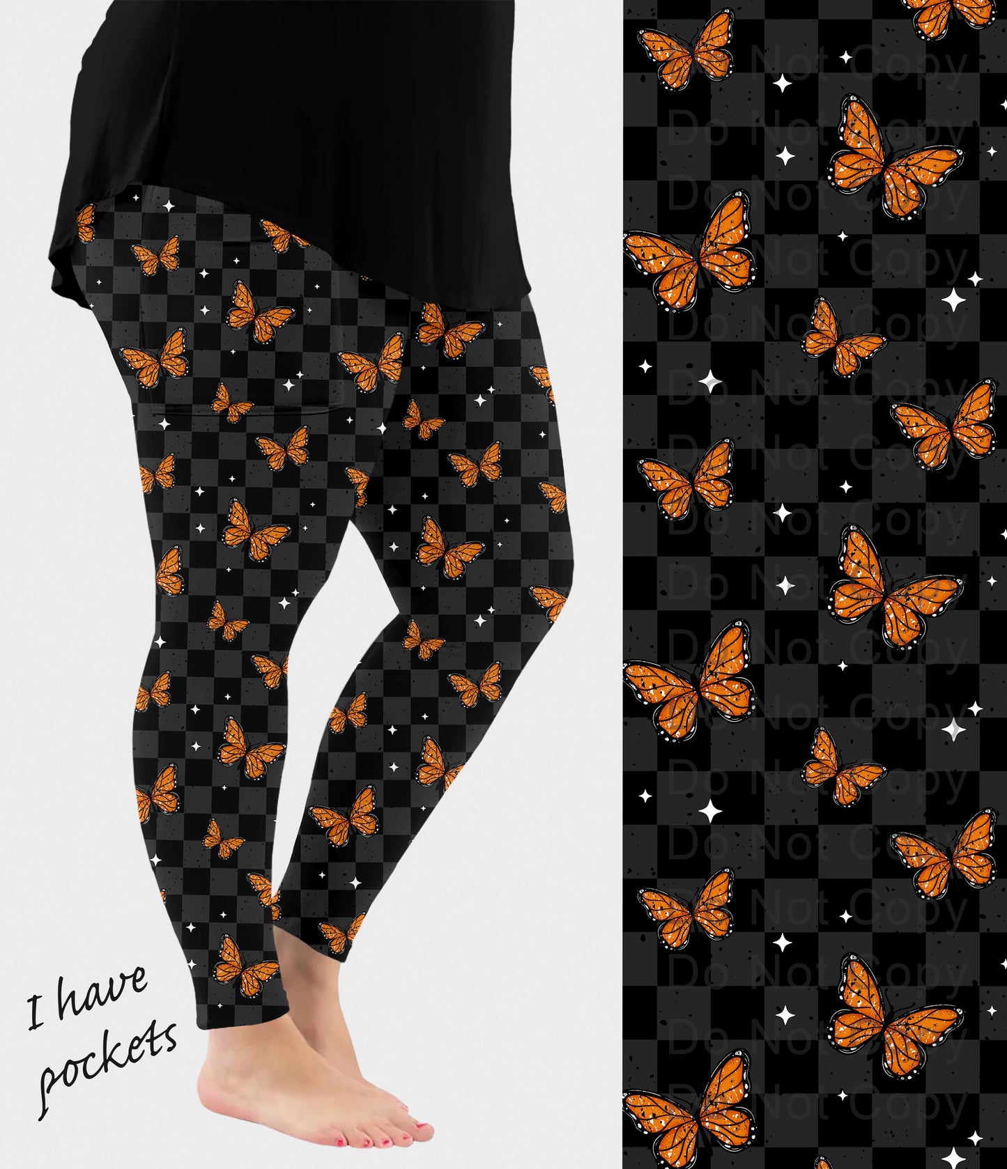 RTS - Butterfly Check Leggings w/ Pockets - Alonna's Legging Land