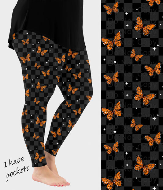 RTS - Butterfly Check Leggings w/ Pockets - Alonna's Legging Land