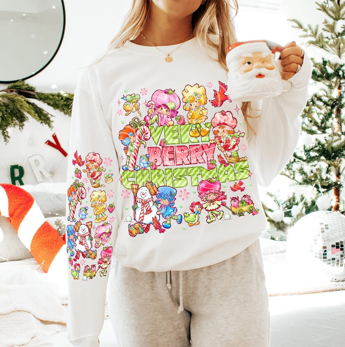 Berry Christmas Front/Sleeve Graphic Sweatshirt