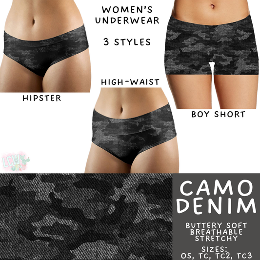 Batch #473 - Comfortable Underwear 5 - Closes 1/9 - ETA early March - Camo Denim Women's Underwear