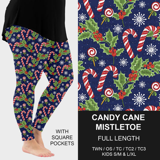 B254 - Preorder Candy Cane Mistletoe Leggings w/ Pockets (Closes 10/05. ETA early Dec.)