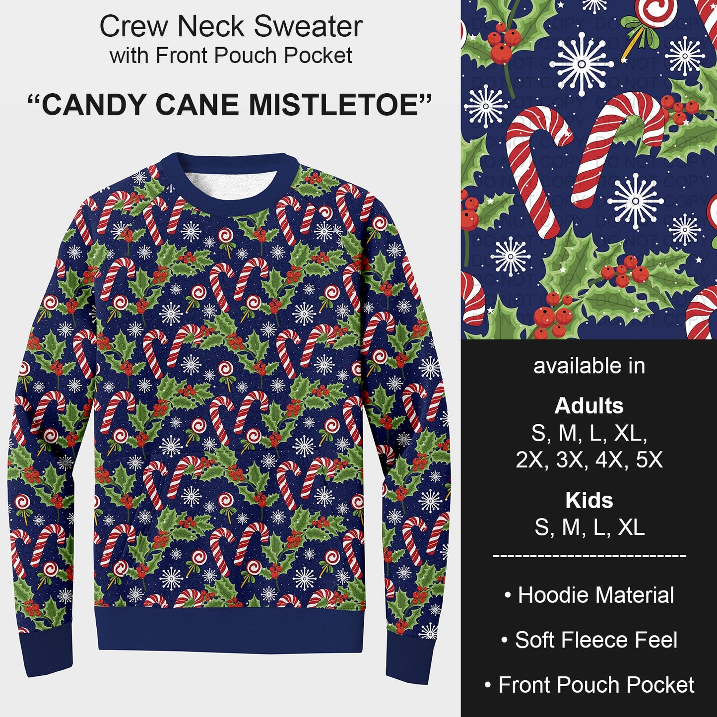 B254 - Preorder Candy Cane Mistletoe Sweater w/ Front Pocket (Closes 10/05. ETA early Dec.)