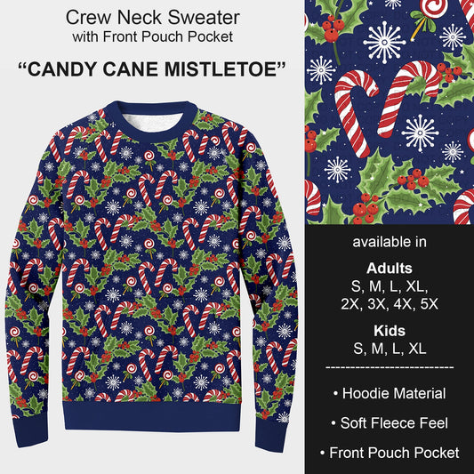 B254 - Preorder Candy Cane Mistletoe Sweater w/ Front Pocket (Closes 10/05. ETA early Dec.)