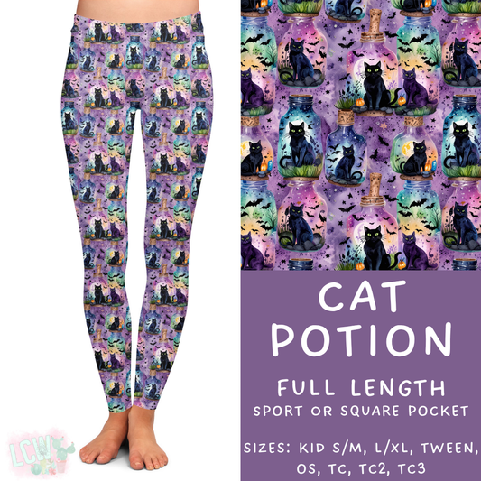 Ready To Ship - Cat Potion Full Length Leggings - Square Pocket OS & TC2