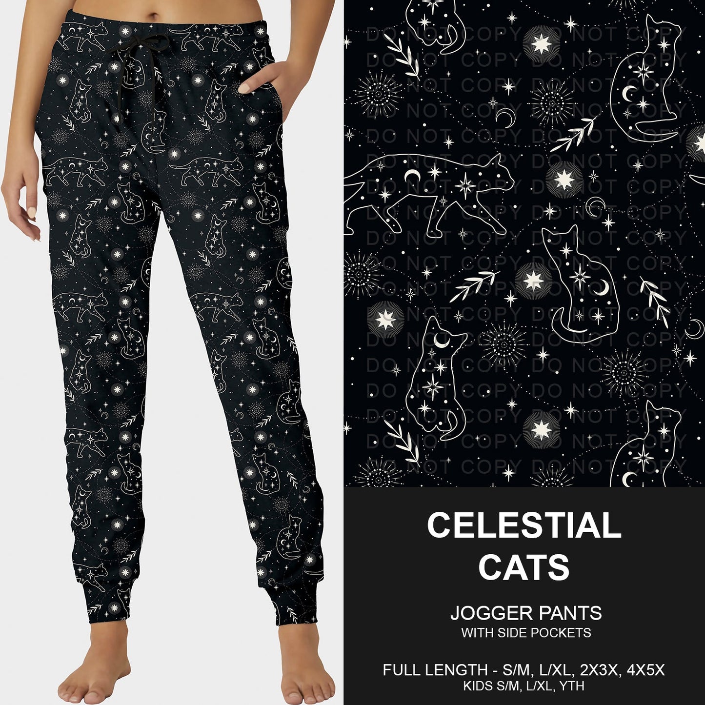 B252 - Preorder Celestial Cats Joggers (Closes 9/21. ETA mid Nov.)