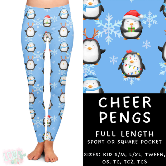 Ready To Ship - Cheer Pengs Full Length Leggings - OS Sport Pocket
