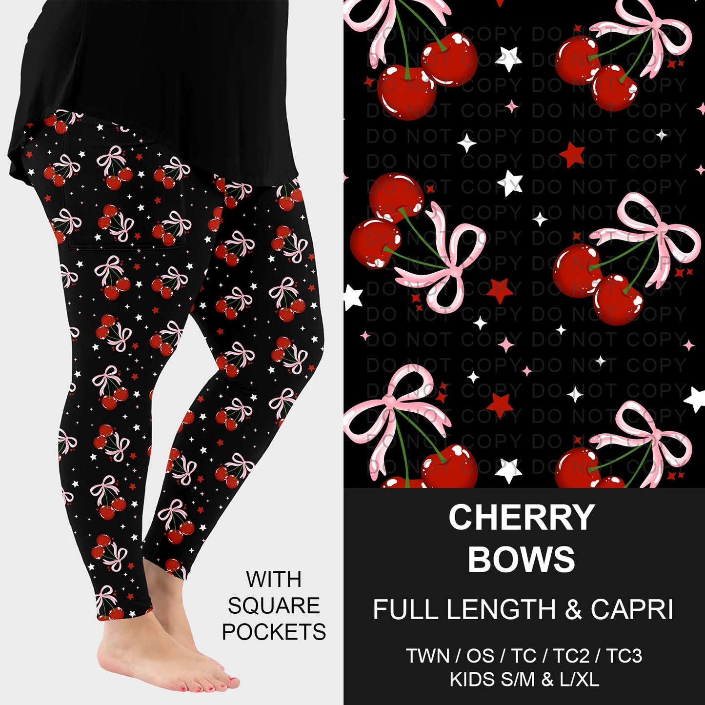 B267 - Preorder Cherry Bows Leggings w/ Pockets (Closes 12/21. ETA: late Feb.)
