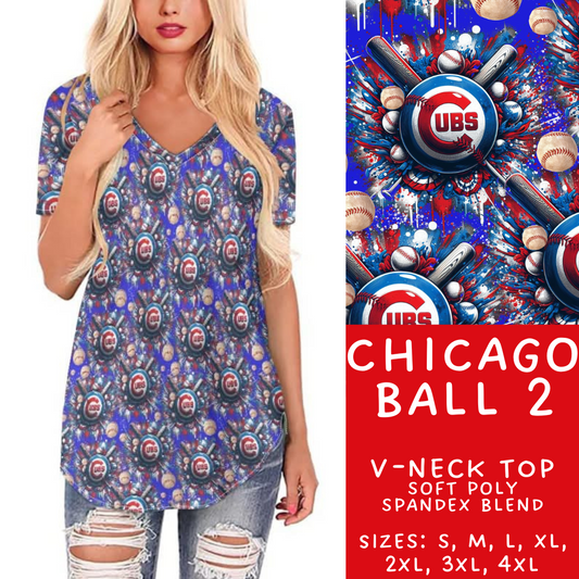 Batch #498 - Strike Out 3 - Closes 3/2 - ETA early May - Chicago Ball 2 V-Neck Tee - Alonna's Legging Land