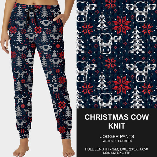 B255 - Preorder Christmas Cow Knit Joggers (Closes 10/12. ETA early Dec.)