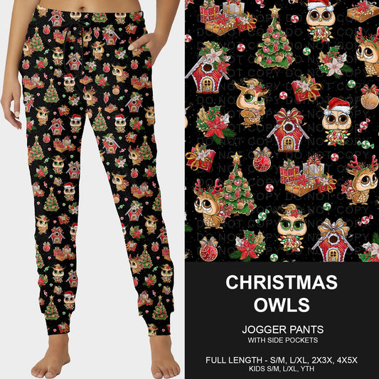 B254 - Preorder Christmas Owls Joggers (Closes 10/05. ETA early Dec.)