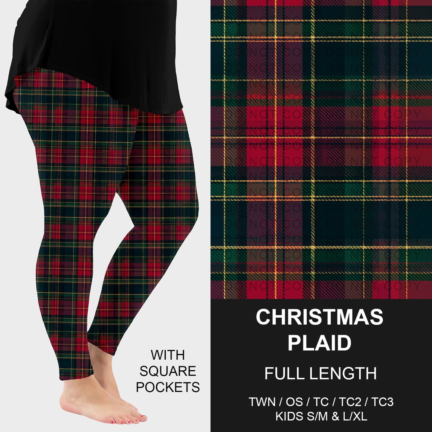 B254 - Preorder Christmas Plaid Leggings w/ Pockets (Closes 10/05. ETA early Dec.)