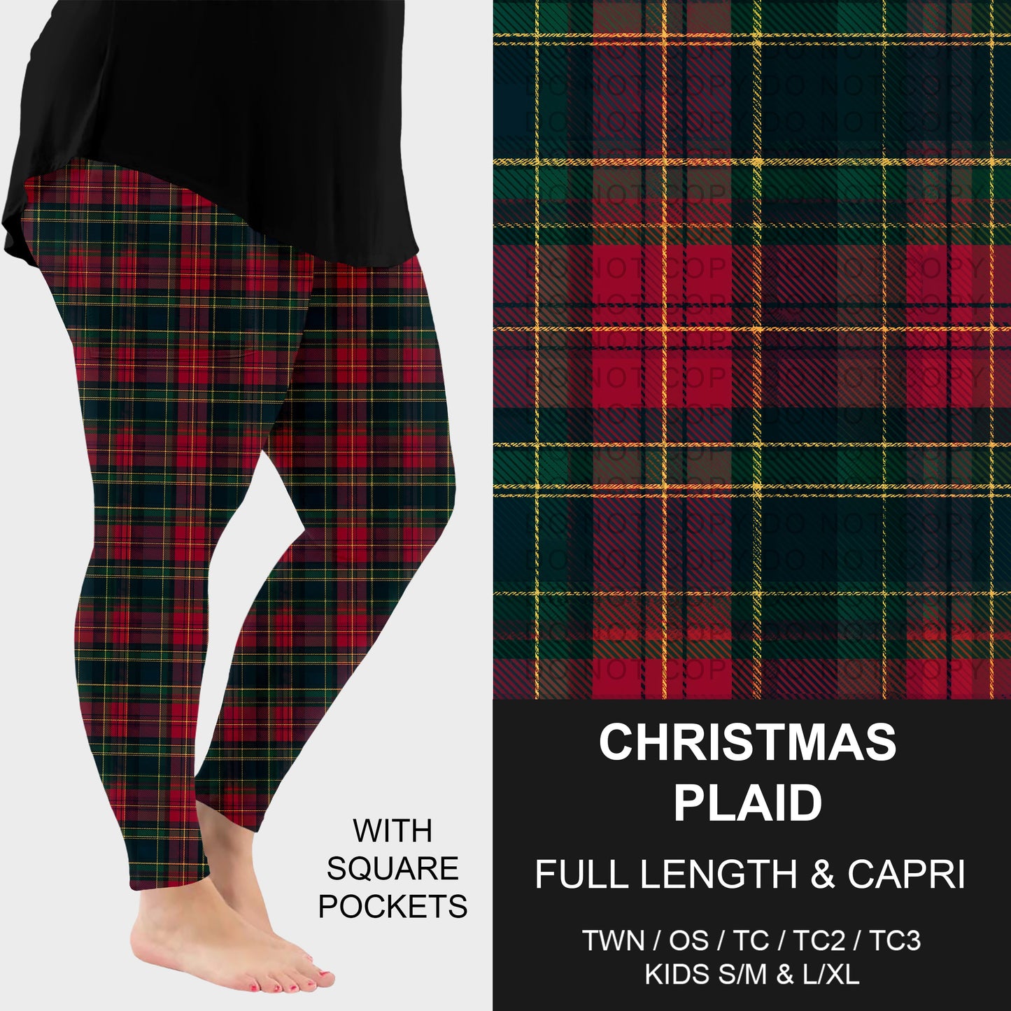 B303 - Preorder Christmas Plaid Leggings w/ Pockets (Closes 7/26. ETA: early Oct.)