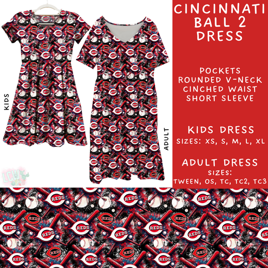Batch #498 - Strike Out 3 - Closes 3/2 - ETA early May - Cincinnati Ball 2 Adult & Kids Dresses - Alonna's Legging Land