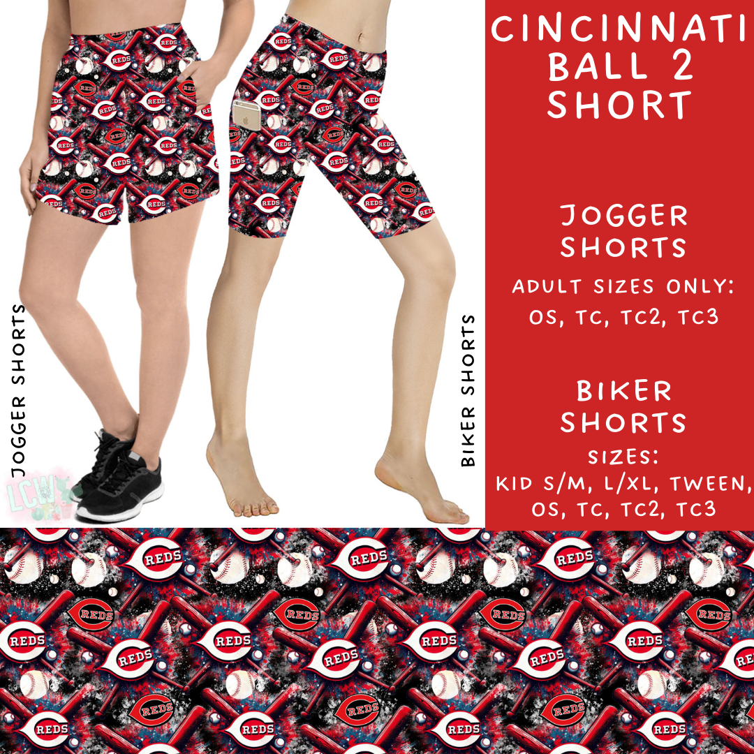 Batch #498 - Strike Out 3 - Closes 3/2 - ETA early May - Cincinnati Ball 2 Biker & Jogger Shorts - Alonna's Legging Land