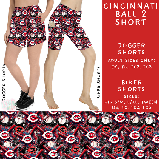 Batch #498 - Strike Out 3 - Closes 3/2 - ETA early May - Cincinnati Ball 2 Biker & Jogger Shorts - Alonna's Legging Land