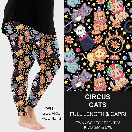 B286 - Preorder Circus Cats Leggings w/ Pockets (Closes 4/19. ETA: late June)
