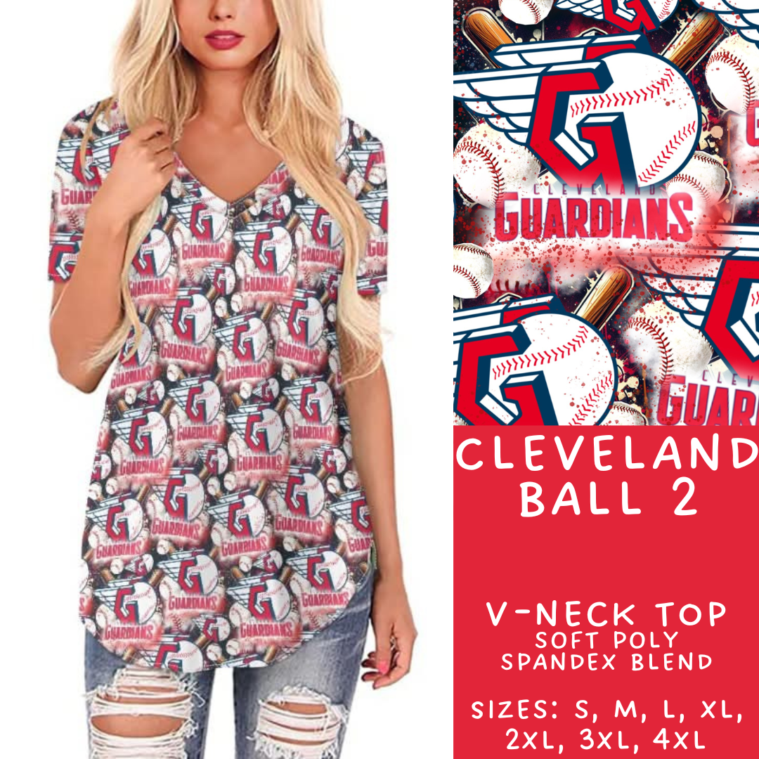 Batch #498 - Strike Out 3 - Closes 3/2 - ETA early May - Cleveland Ball 2 V-Neck Tee - Alonna's Legging Land
