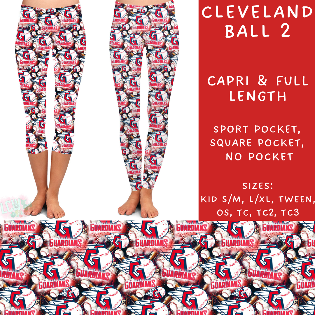 Batch #498 - Strike Out 3 - Closes 3/2 - ETA early May - Cleveland Ball 2 Full and Capri Length Leggings - Alonna's Legging Land