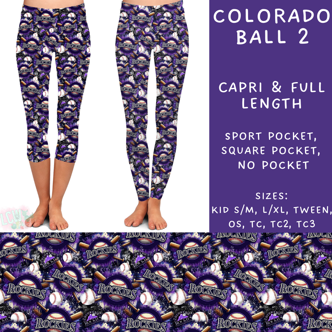 Batch #498 - Strike Out 3 - Closes 3/2 - ETA early May - Colorado Ball 2 Full and Capri Length Leggings - Alonna's Legging Land