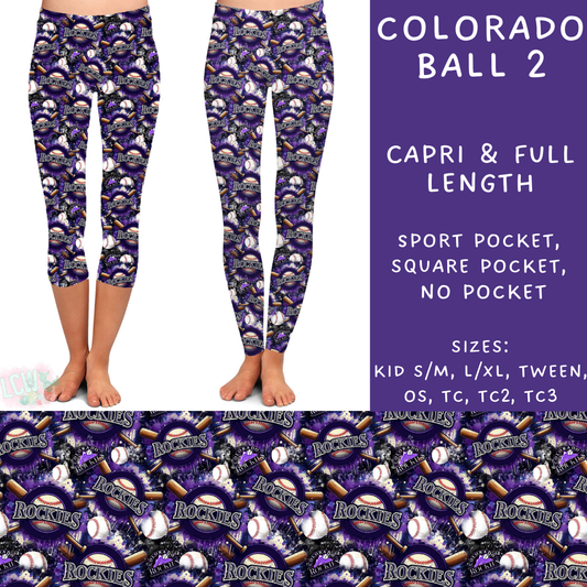 Batch #498 - Strike Out 3 - Closes 3/2 - ETA early May - Colorado Ball 2 Full and Capri Length Leggings - Alonna's Legging Land
