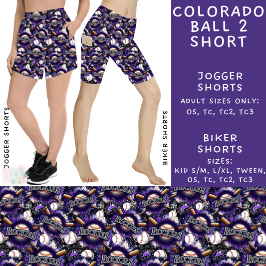 Batch #498 - Strike Out 3 - Closes 3/2 - ETA early May - Colorado Ball 2 Biker & Jogger Shorts - Alonna's Legging Land