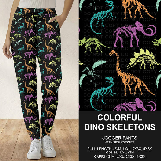 B293 - Preorder Colorful Dino Skeletons Joggers (Closes 5/31. ETA: early Aug.)