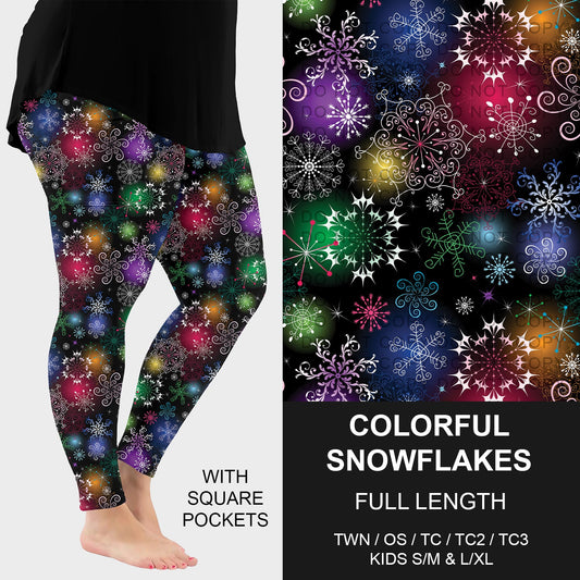B253 - Preorder Colorful Snowflakes Leggings w/ Pockets (Closes 9/28. ETA late Nov.)