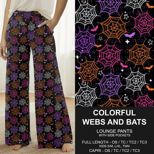 B297 - Preorder Colorful Webs and Bats Lounge Pants (Closes 6/28. ETA: early Sept.)