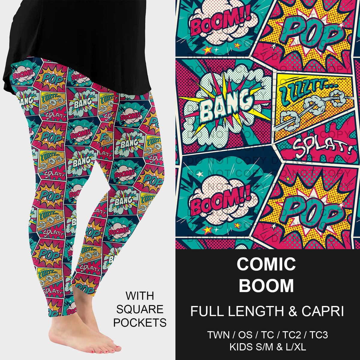 B286 - Preorder Comic Boom Leggings w/ Pockets (Closes 4/19. ETA: late June)