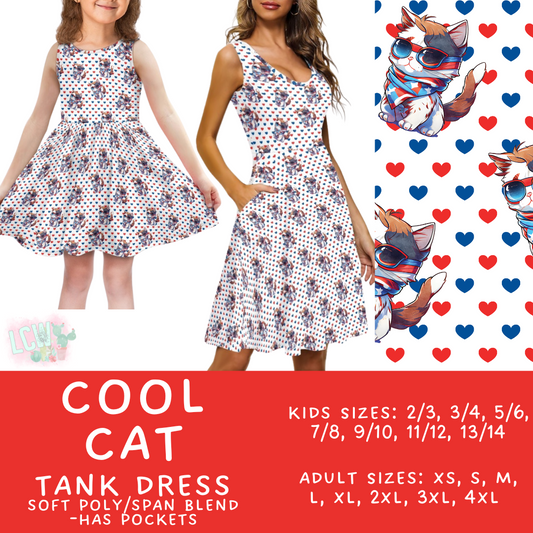 Batch #335 - RWB Tank Dresses - Closes 5/8 - ETA mid June - Cool Cat Women's & Girl's Tank Dress