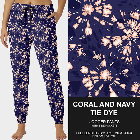 B248 - Preorder Coral and Navy Tie Dye Joggers (Closes 8/24. ETA late Oct.)
