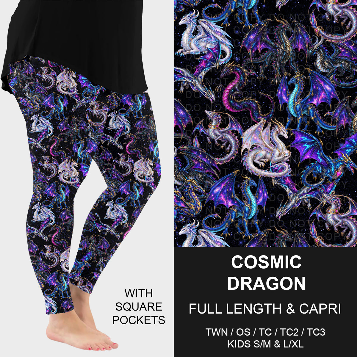 B320 - Preorder Cosmic Dragon Leggings w/ Pockets (Closes 11/08. ETA: mid Jan.)