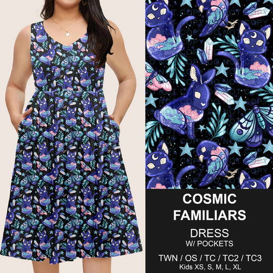 B275 - Preorder Cosmic Familiars Sleeveless Pocket Dress (Closes 2/25. ETA: early May) - Alonna's Legging Land