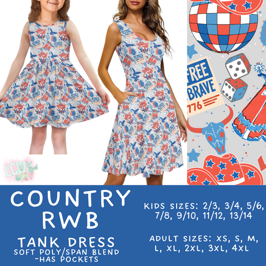 Batch #335 - RWB Tank Dresses - Closes 5/8 - ETA mid June - Country RWB Women's & Girl's Tank Dress