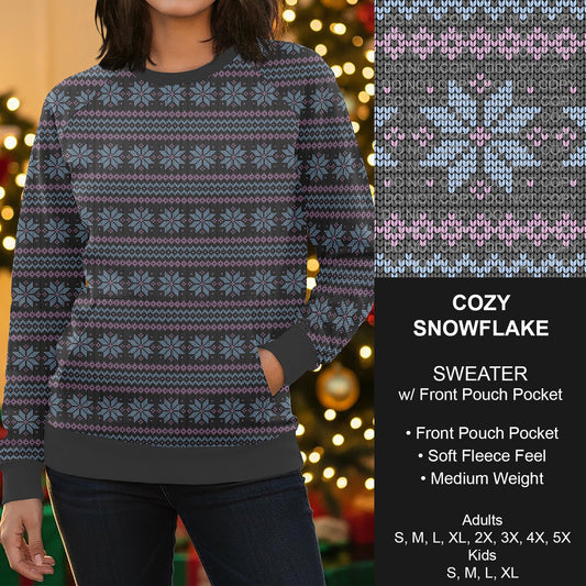 B255 - Preorder Cozy Snowflake Sweater w/ Front Pocket (Closes 10/12. ETA early Dec.)