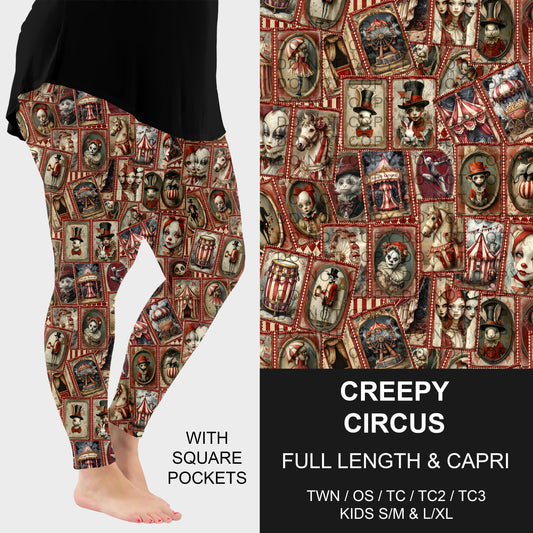 B276 - Preorder Creepy Circus Leggings w/ Pockets (Closes 3/01. ETA: early May) - Alonna's Legging Land