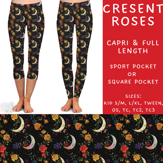 Ready To Ship - Cresent Roses Capri Length Leggings
